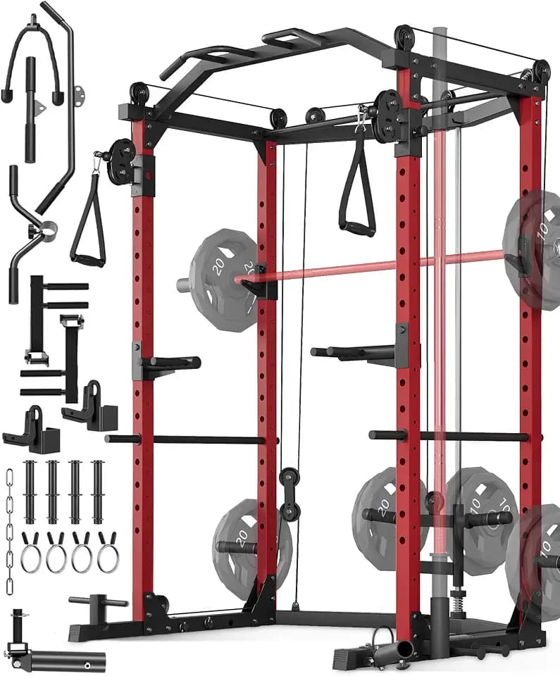 Garvee Power Cage with Cable Crossover System, Power Rack for Home Gym