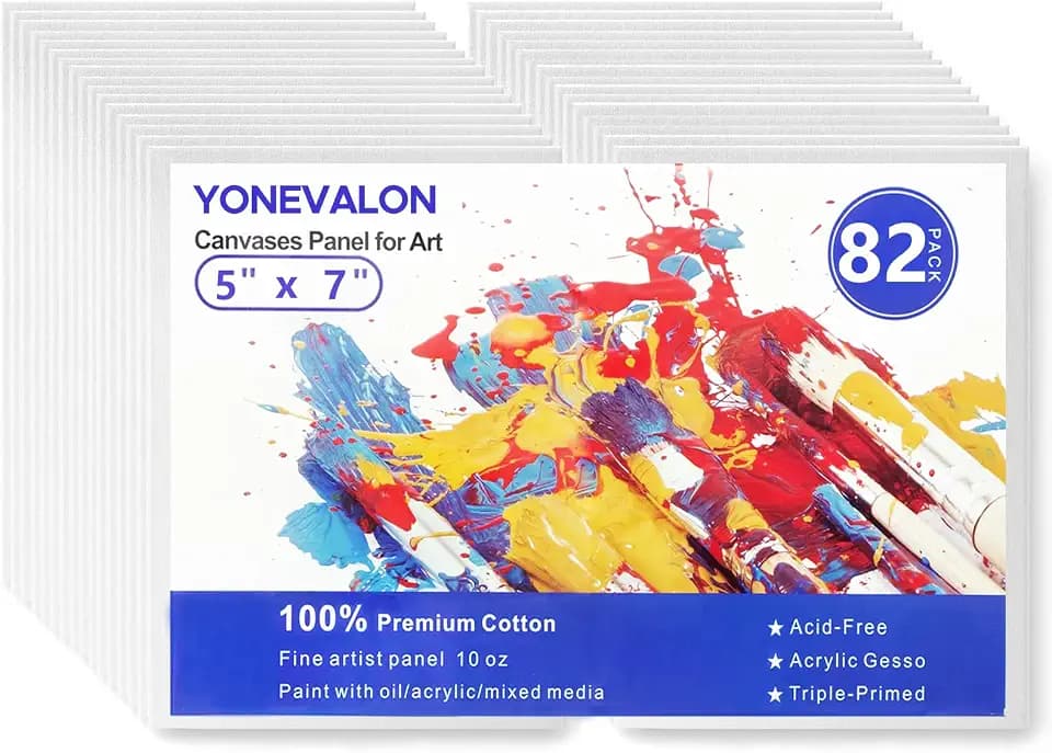 Small Canvases for Painting 5x7 inch, 82 Pack Bulk Painting Canvas Boards