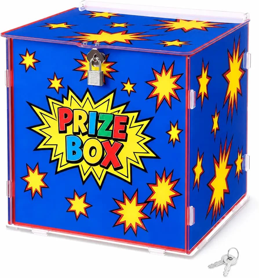 Acrylic Treasure Box for Classroom Reward Prize Box, Hero