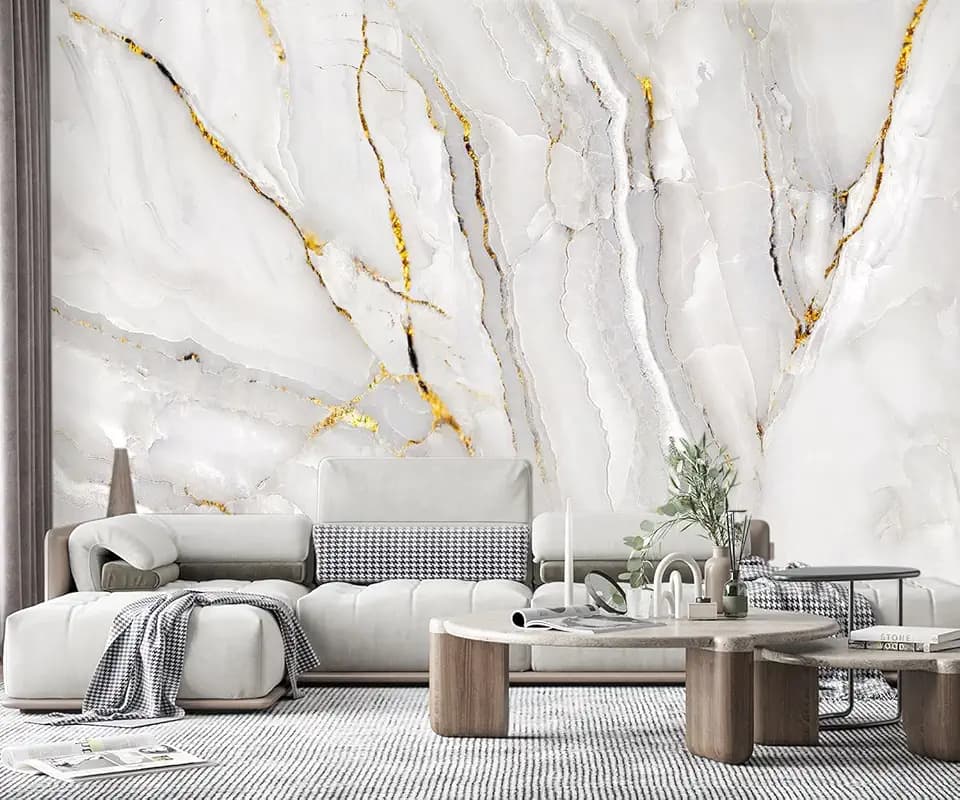 YQWDMX -Gold Marble Fabric Wallpaper Abstract Texture Mural Living Room 100" x 65" (Not Peel and Stick)
