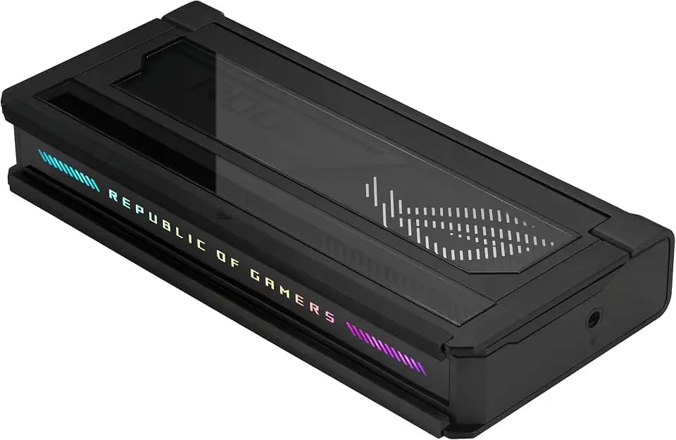 ASUS ROG Bulwark Dock DG300 | 7-in-1 Dock | USB 3.2 Gen2 | HDMI 2.1 | Ethernet | Combo Jack | maximale Konnektivität | Nahtlose Kompabilität | kompakt | markantes ROG-Design mit RGB-Lightning | Black