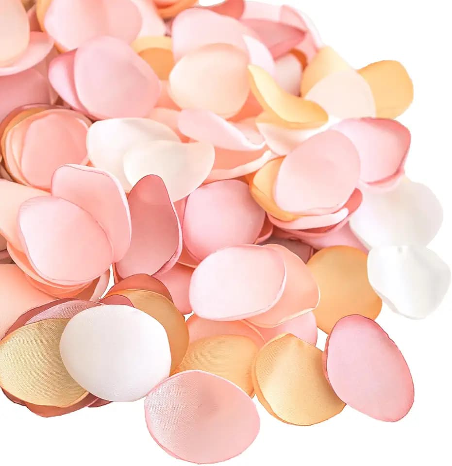 Lookein 300pcs Rose Petals Pink Gold Faux Silk Flower Petals