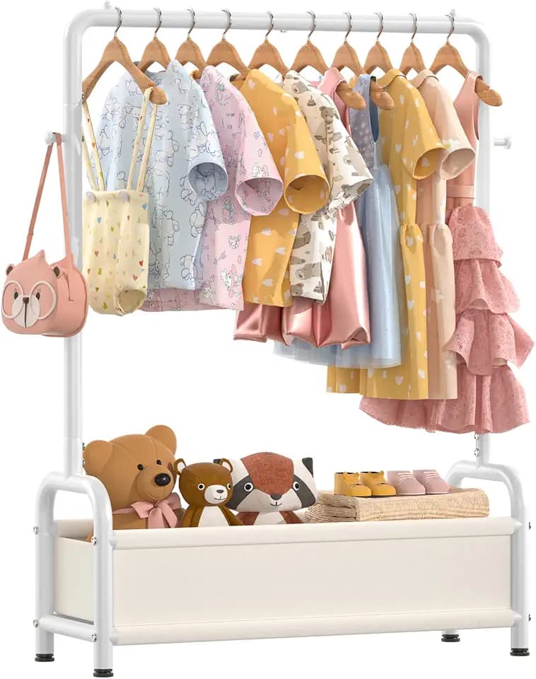Kids Clothing Rack with Storage Shelf, Kids Dress Up Storage