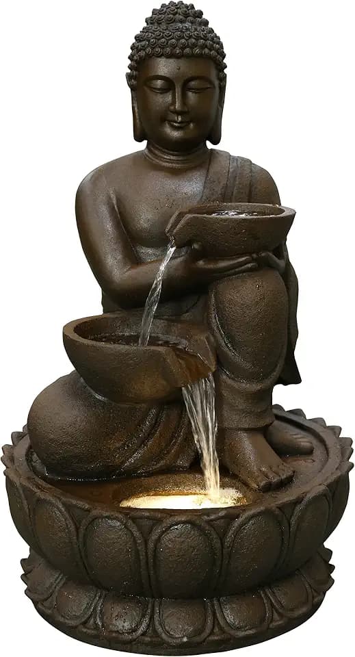 Large Buddha Fountain with Warm White LED