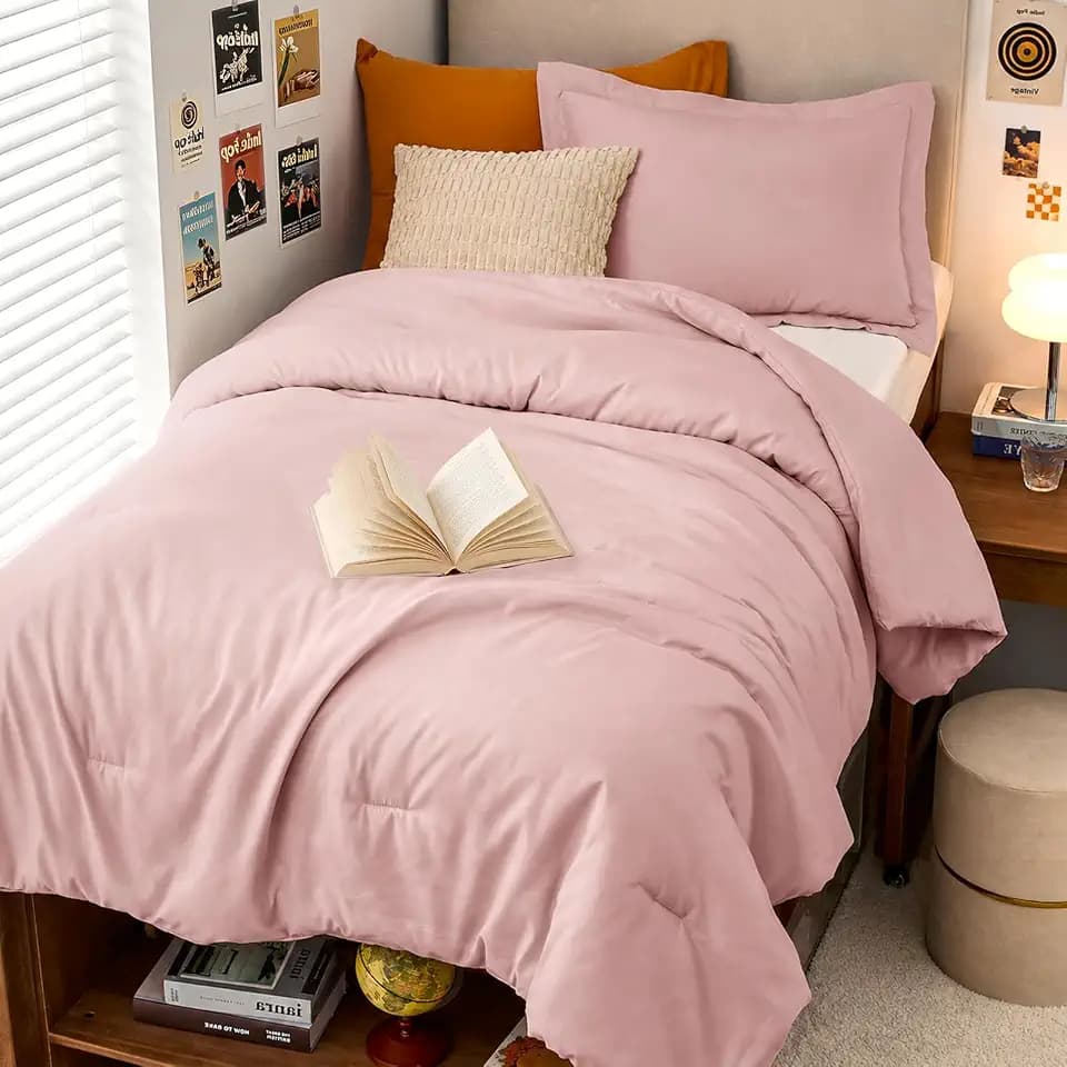 MUXHOMO Twin/Twin XL Comforter Set, 2-Piece All-Season Bedding, Rose Gold