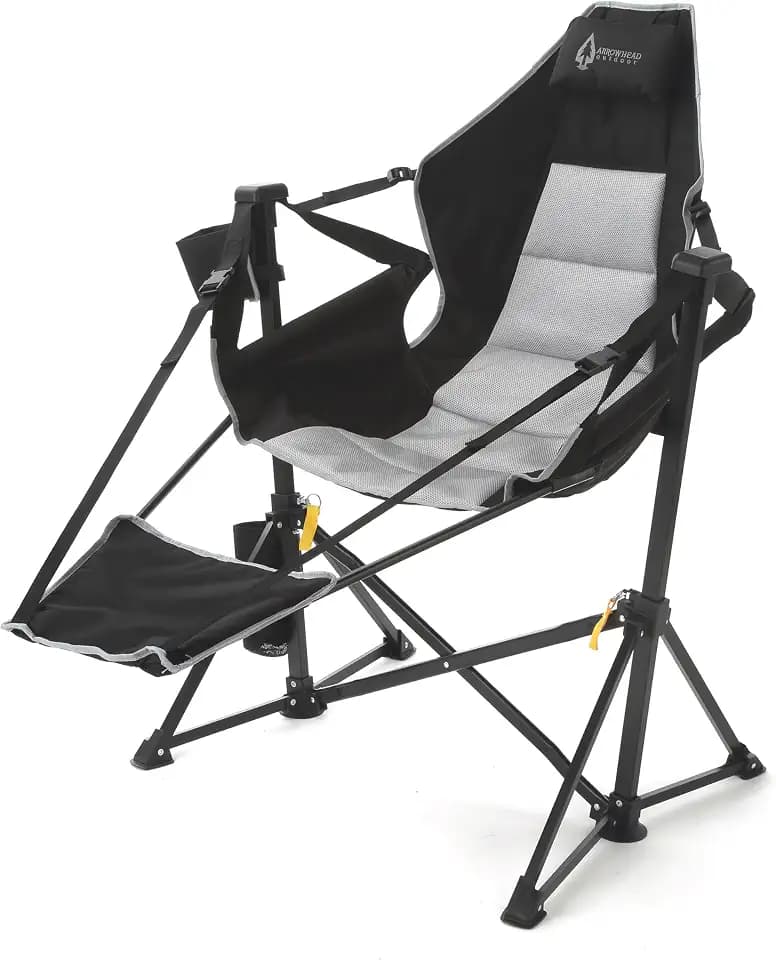 ARROWHEAD OUTDOOR Folding Hammock Chair, Heavy Duty Camping Seat with Removable Footrest, Padded Comfort, and 300lb Capacity