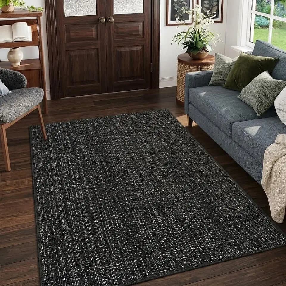Seavish 4x6 Black Area Rug, Washable Indoor Outdoor Front Porch Patio Rug