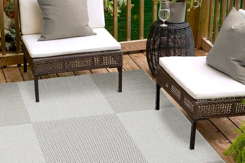 andiamo In- und Outdoor Teppich Arizona - Pflegeleichter Balkon Teppich Outdoorteppich, Küchenteppich - Größe: 133 x 190 cm, Farbe: Grau-Anthrazit