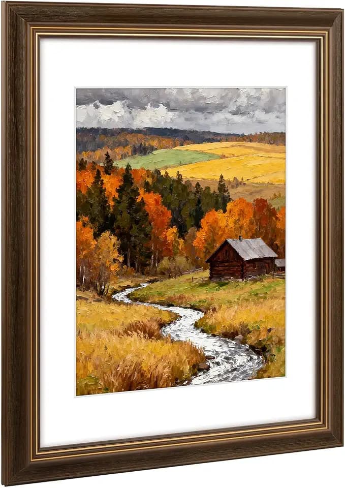 Golden State Art 14x18 Picture Frame Brown Gold Trim Fits 11x14 In Photos