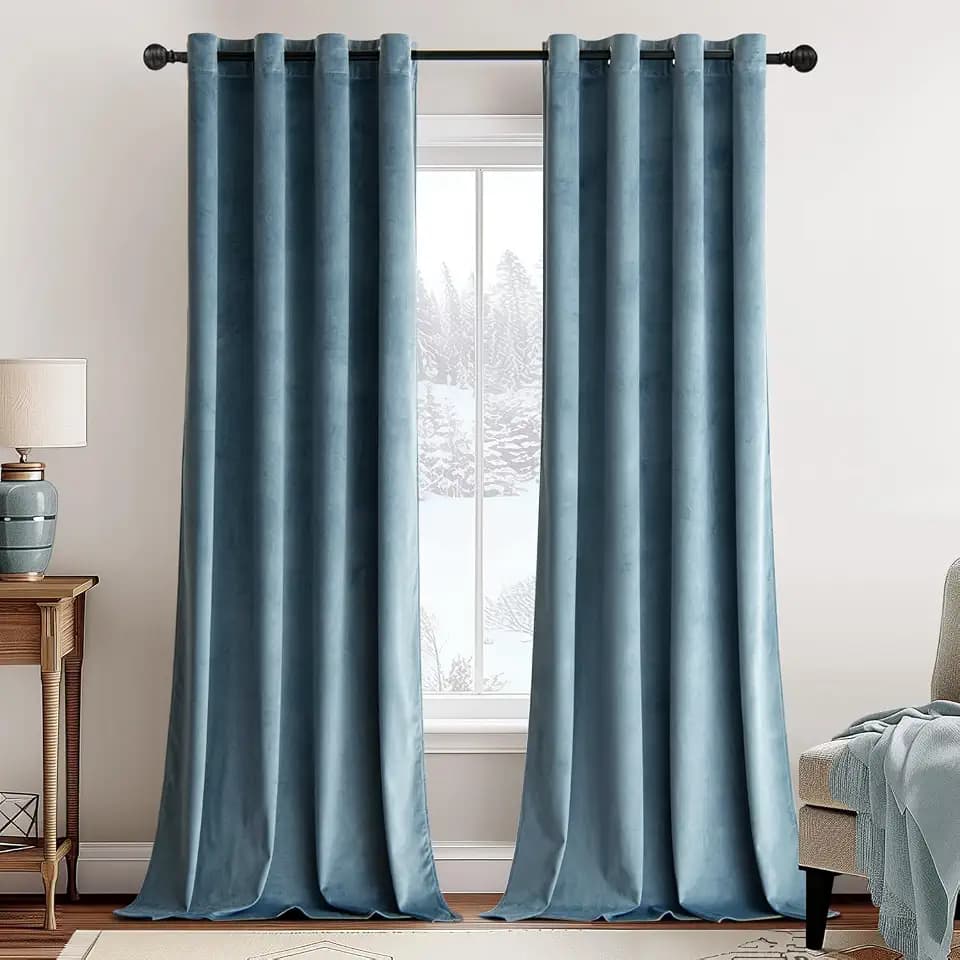 MIULEE Velvet Curtains Dark Slate Blue 52 x 96 Inch Length Set of 2