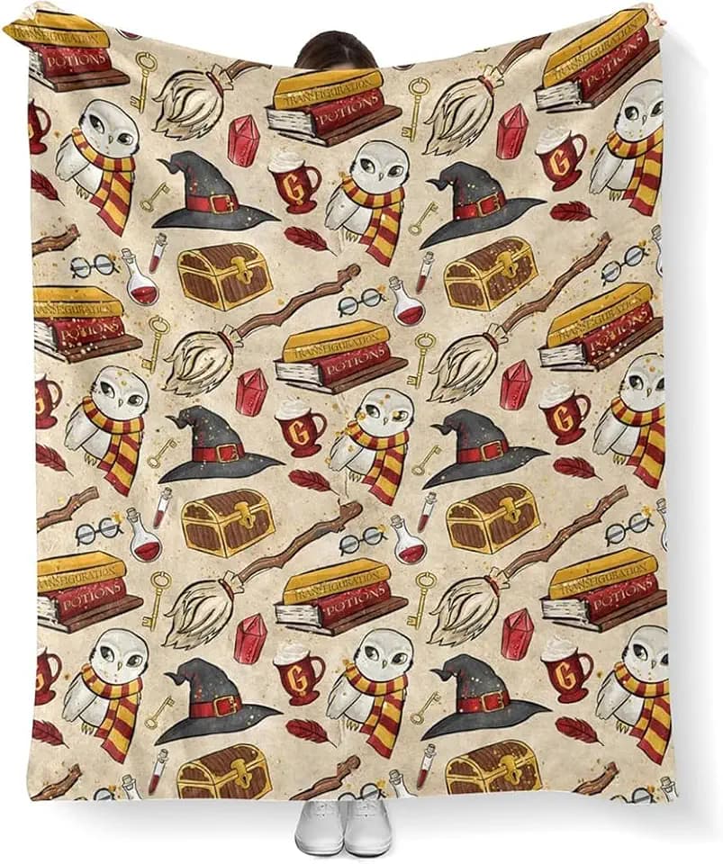 Wizard Magic Blanket - Premium Flannel, 3D Printed Pattern, Comfortable Blanket for Bedroom Sofa Bed Car (50 * 60 in), Orange