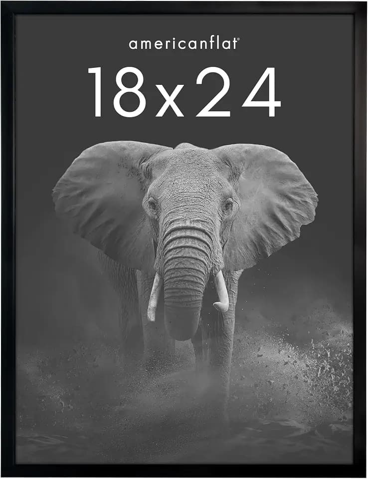 Americanflat 18x24 Poster Frame with Polished Plexiglass - Soho Collection - Gallery Style Deep Molding Picture Frames for Wall Display - Black