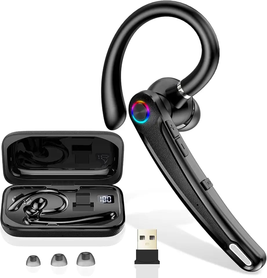 Atheewon Bluetooth Headset V5.4, Wireless Freisprech Telefon, Achatschwarz