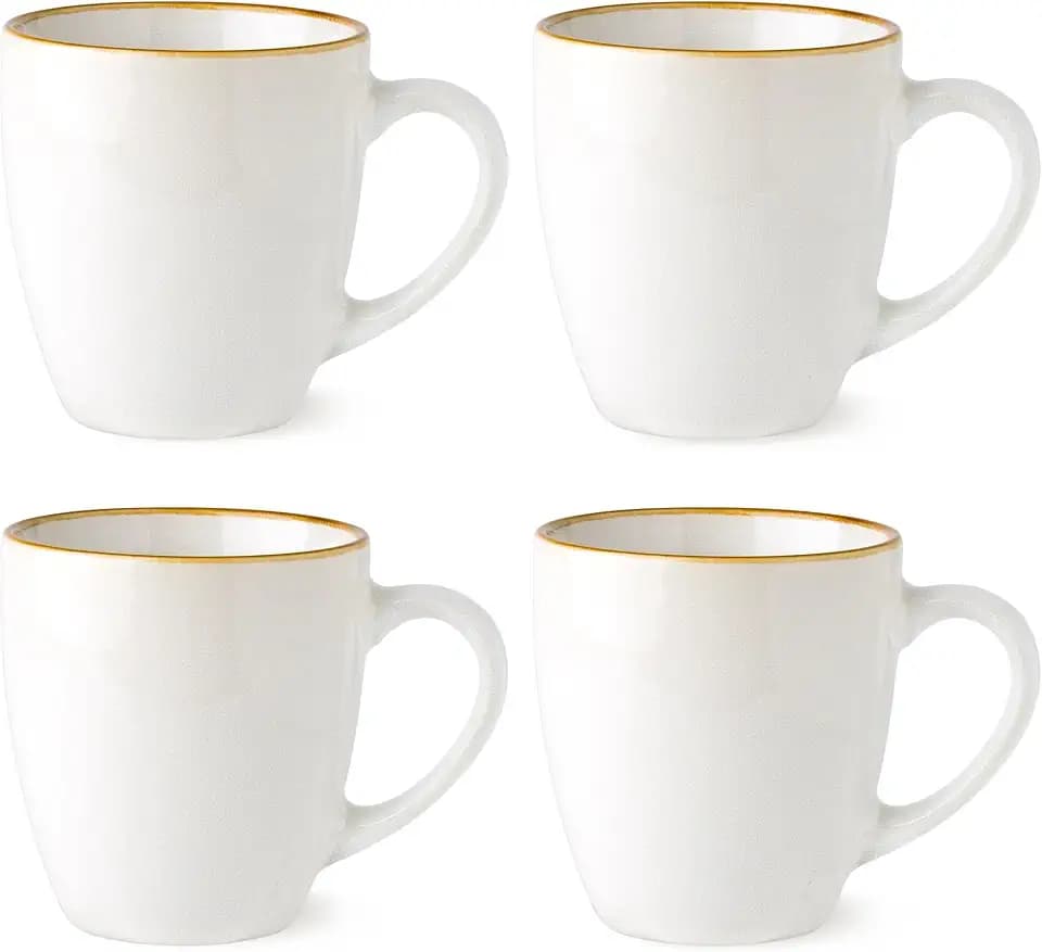 GBhome Ceramic Coffee Mugs Set of 4, 12oz Stoneware Coffee Mugs Set For Dad Mom Women MEN, Light Weight Ceramic Coffee Cups for Latte/Tea/Beer/Hot Cocoa, Dishwasher & Microwave Safe