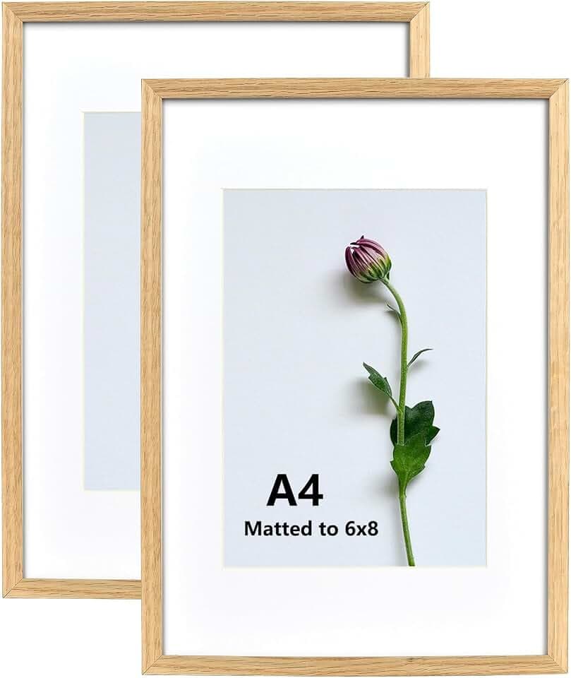 A4 Picture Frame 2 Pack Natural Solid Oak Wood 8.3x11.7 Frame