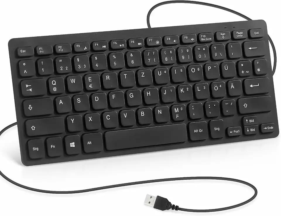 CUQI Mini Tastatur Kabelgebundene, 78 Ergonomische Tasten, USB-A-Schnittstelle, Tragbare Mini-Tastatur für Büro und Reisen