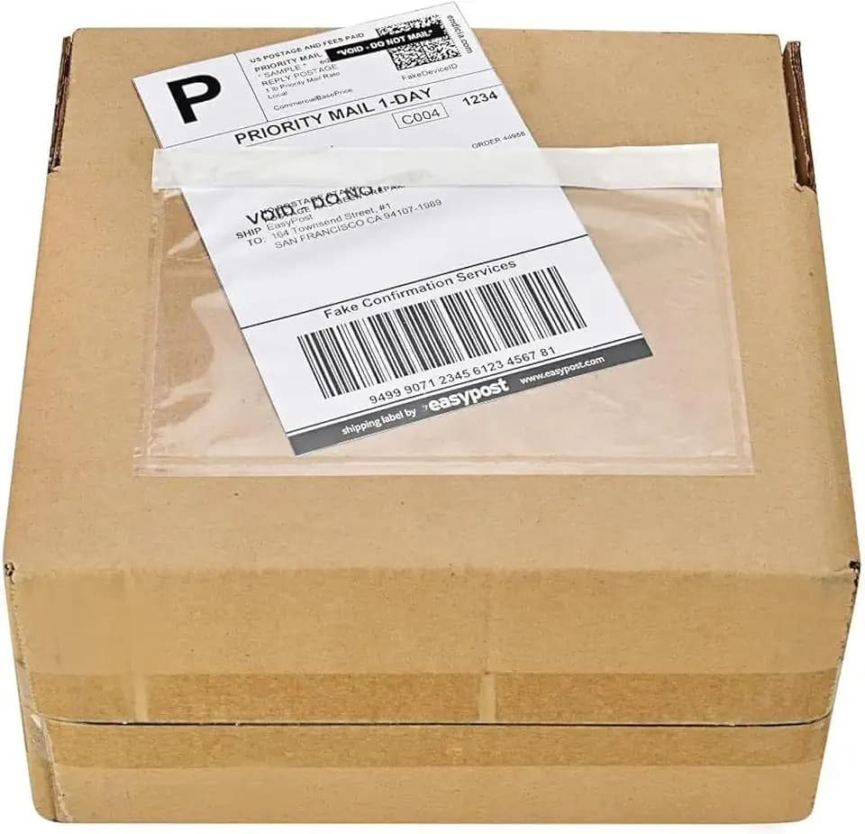 9527 Product 7.5" x 5.5" Clear Adhesive Top Loading Packing List/Shipping Label Envelopes (500 Pack)