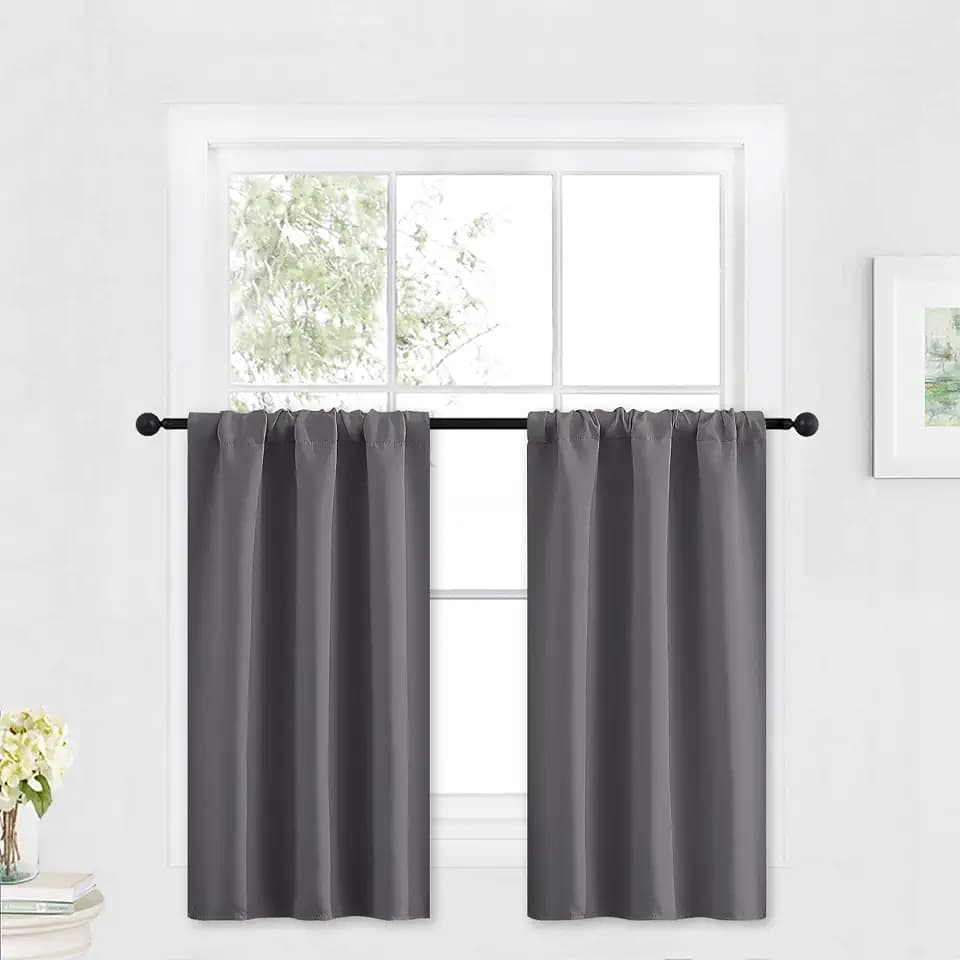 RYB HOME Cafe Blackout Curtains 30 inch Length, Short Window Curtain Tiers