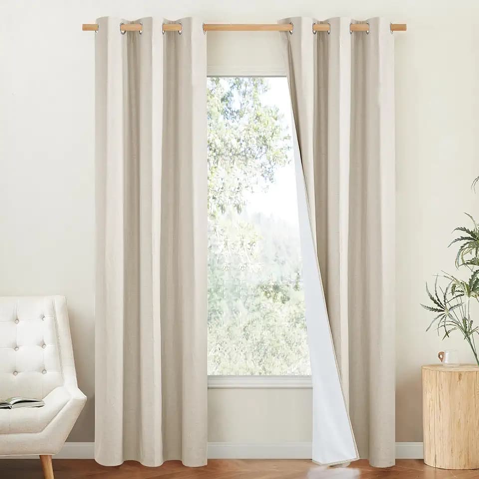 NICETOWN Beige Blackout Curtains for Boy's Room 52" w x 80" L 2 Panels