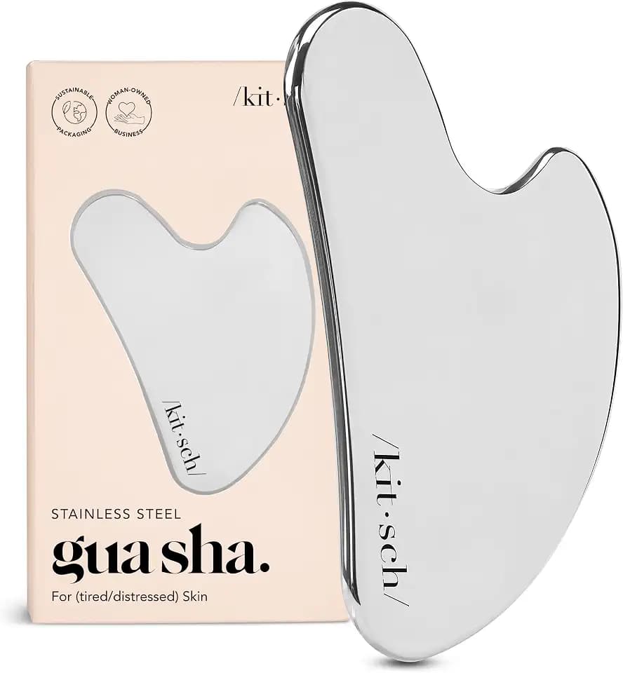 Kitsch Edelstahl Gua Sha Stein, Guasha Tool für Gesicht - Silber