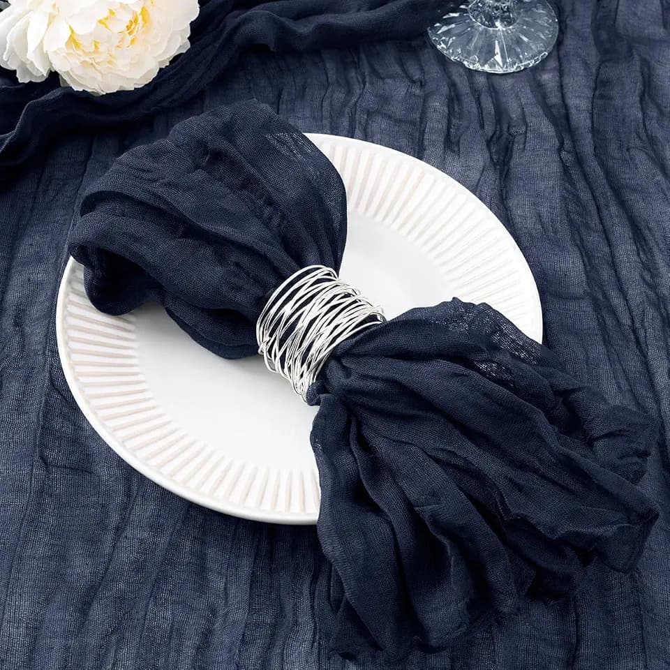 DeZerlor Navy Blue Washable Cheesecloth Napkins Set of 50 for Party