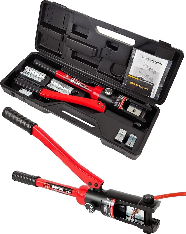 AMZCNC Hydraulic Wire Crimper 16 Ton, 8 AWG-600 MCM Tool