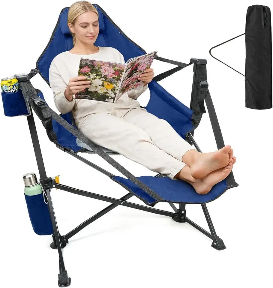 Suteck Hammock Camping Chair with Footrest,500LBS Oversized Swinging Chairs