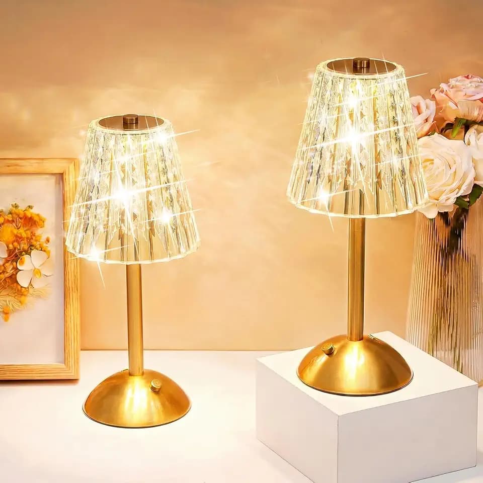 Liliful 8 Pcs Cordless Table Lamp LED Touch, Gold, Classic Style