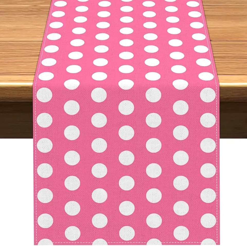 Vohado Red Polka Dot Table Runner Mouse Themed Birthday Party Decoration Kids Baby Shower Dining Room Home Kitchen Island Decor (Pink, 13" x 72")