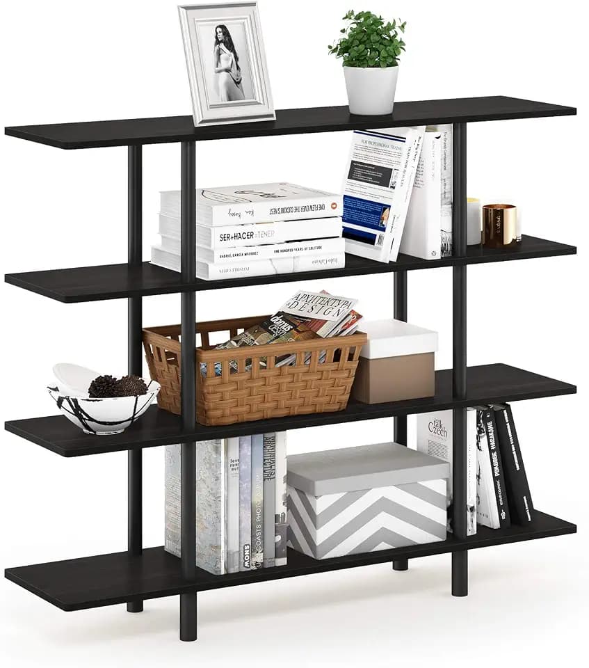 Furinno Turn-N-Tube 4-Tier Wide Display Shelf, Espresso/Black