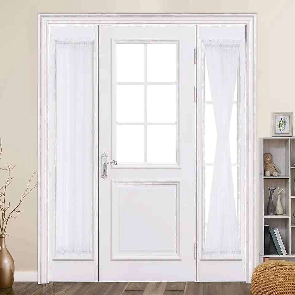 MIULEE White 25 x 72 Inches Sidelight Sheer Curtains for French Door