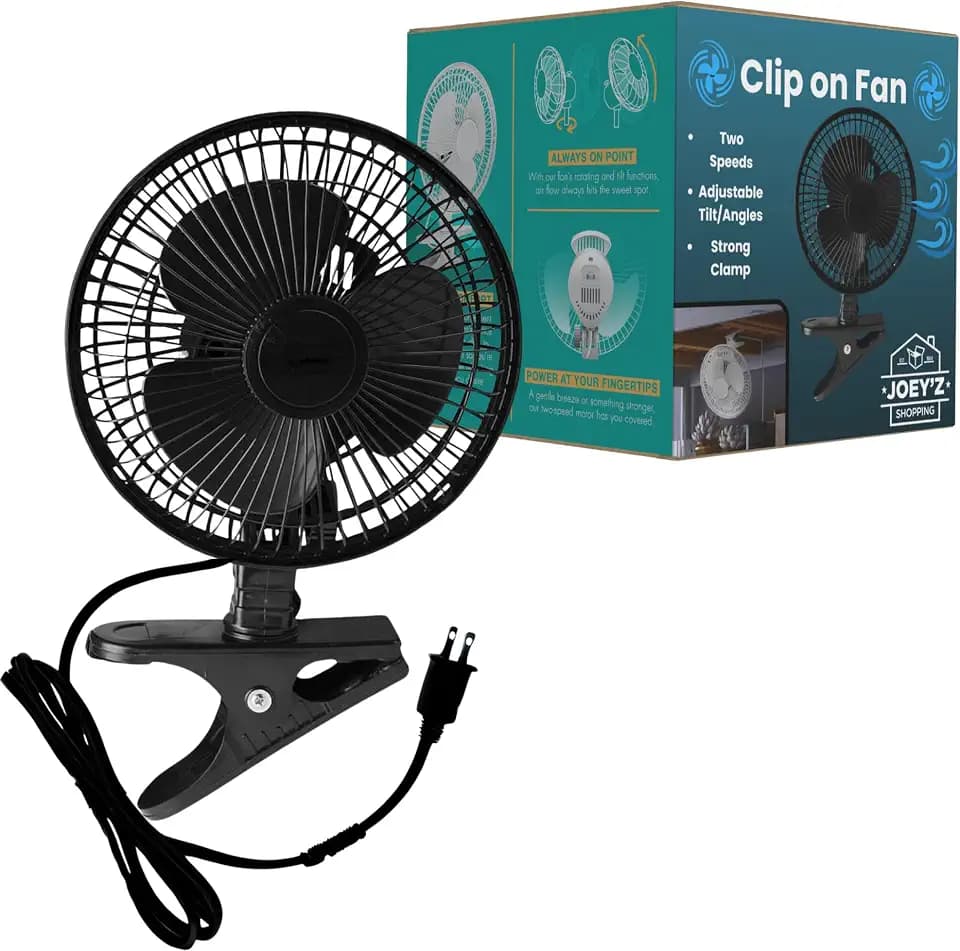 JOEY'Z 6 INCH - 2 Speed - Adjustable Tilt, Clip-On-Fan w/Steel Safety Grill