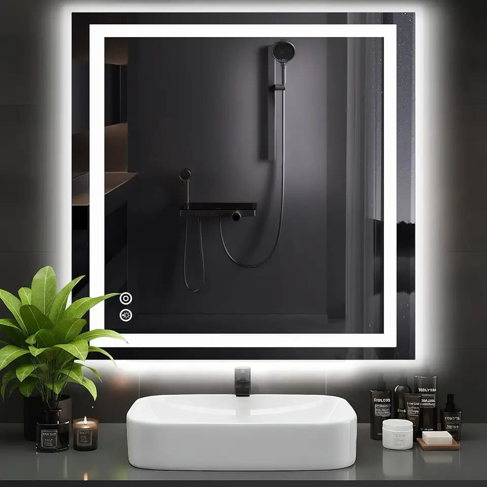 DUMOS 36.1"x36.1" LED Bathroom Mirror, Bathroom Vanity Mirror