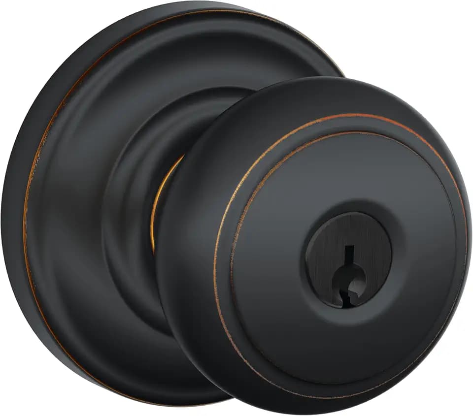 SCHLAGE Andover Keyed Entry Door Knob, Interior/Exterior, Aged Bronze