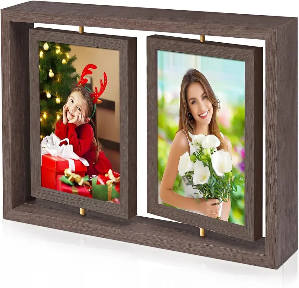ZEEYUAN 5x7 Picture Frame Desktop Picture Frame Double Side 5x7 Rotating Photo Frame Family Collage Frame Tabletop for Office Home