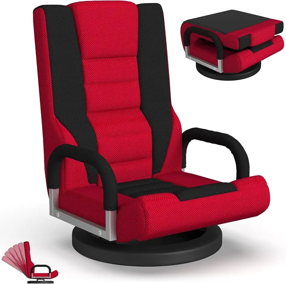 HOPERAN 360° Swivel Floor Gaming Chair, 6 Position Faldable Floor Chair