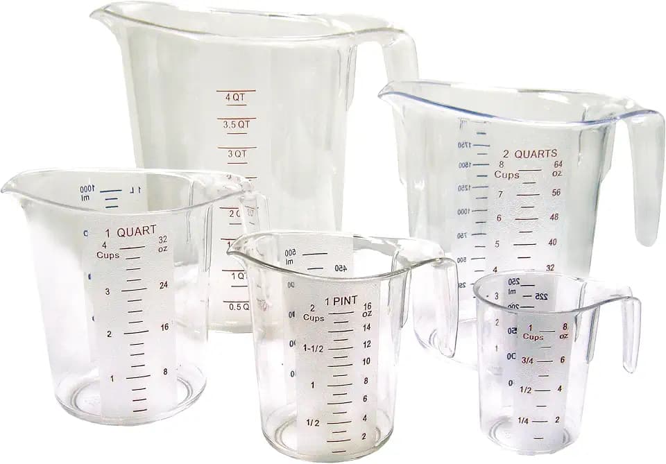 Winco 1 qt Clear 5 Piece Plastic Measuring Cup Set