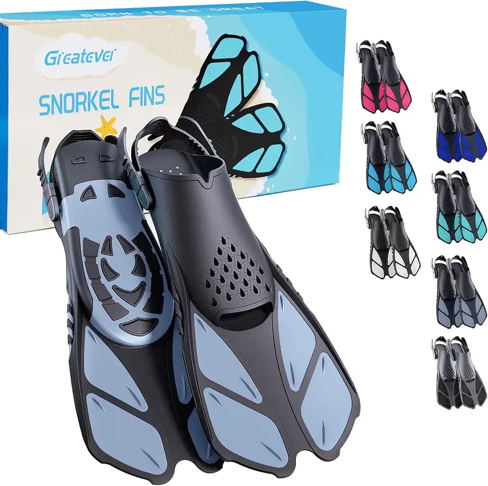 Greatever Snorkel Fins, Travel Size Short Flippers for Snorkel Swim Diving