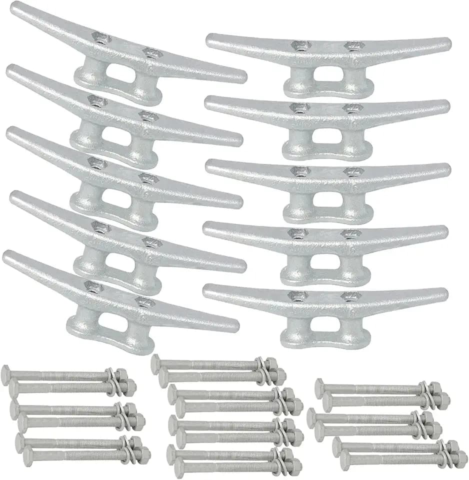 6/8/10/12/14 inch Dock Cleats With Bolts,Hot Dipped Galvanized Cast Iron Boat Cleats,Rope Cleat Boat Dock Cleats for Boat Docks,Decks,Piers for Tying up Boats,Marine Decor(1,2,4,5,6,8,10,12 Pack)