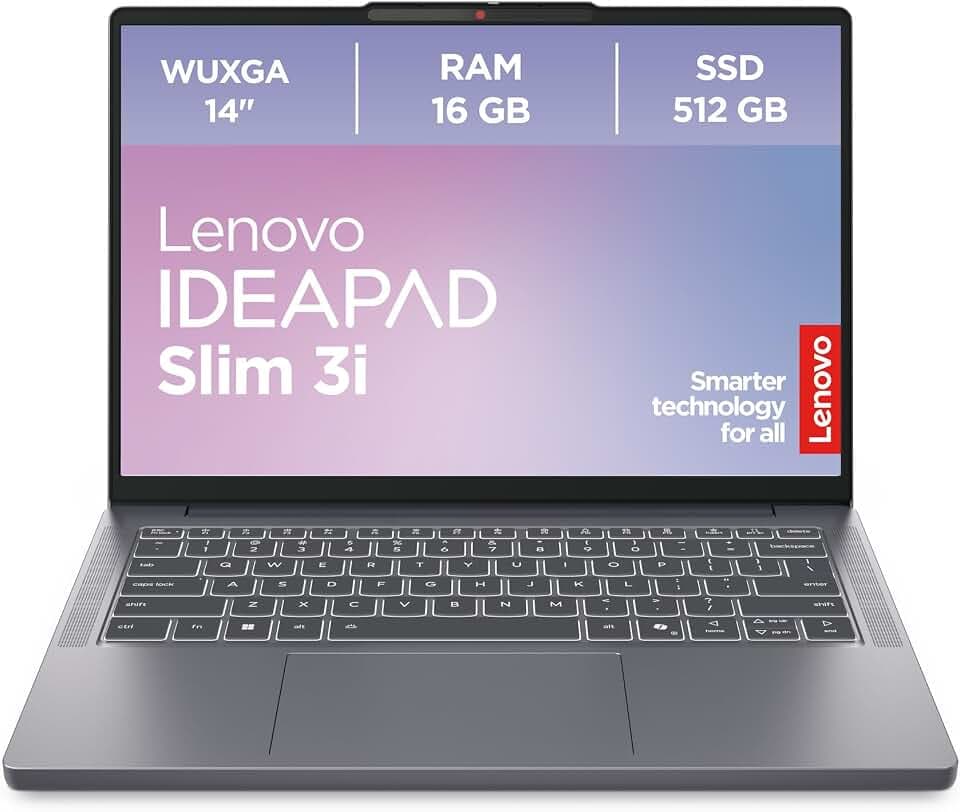 Lenovo IdeaPad Slim 3i Laptop | 14" WUXGA Display | Intel Core i5 13420H | 16GB RAM | 512GB SSD | Intel UHD Grafik | Win11 | QWERTZ | Luna Grau | 3 Monate Premium Care