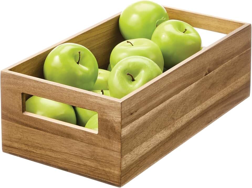 iDesign Acacia Wood Pantry Storage Bin, Natural