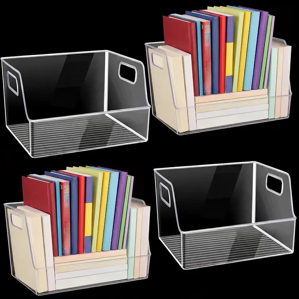 Menkxi 4 Pcs Clear Large Storage Book Display Case Book Organizer