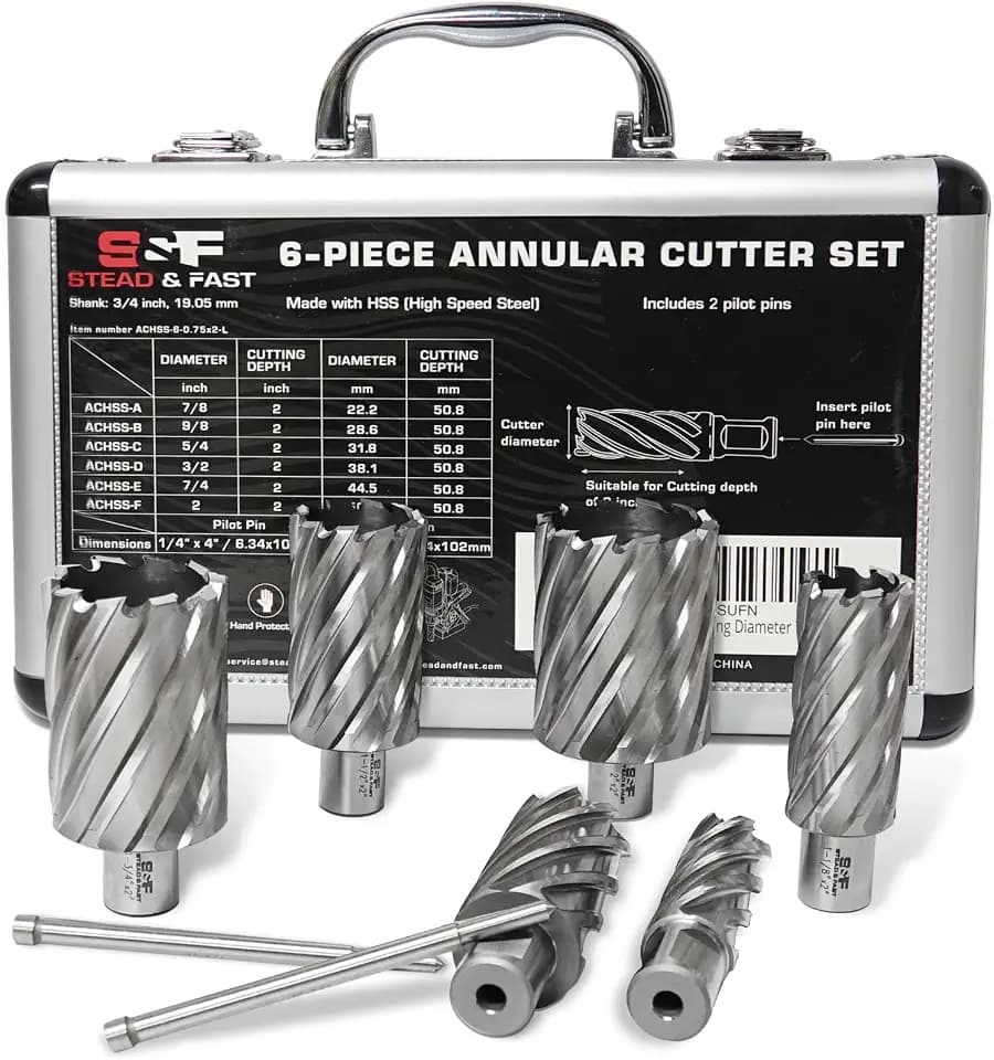 S&F STEAD & FAST Annular Cutter Set 6 Pcs, Diameter 7/8 to 2", DOC 2"