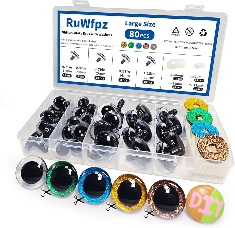 RuWfpz Glitter Safety Eyes for Crocheting Amigurumi Animals Large 18-30mm