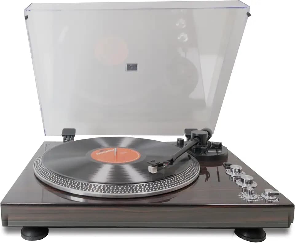 Vintage Plattenspieler für Vinyl-Schallplatten, riemengetrieben, 33 oder 45 U/min, RCA Line Lp Vinyl-Player, Aluminium-Teller, Rot
