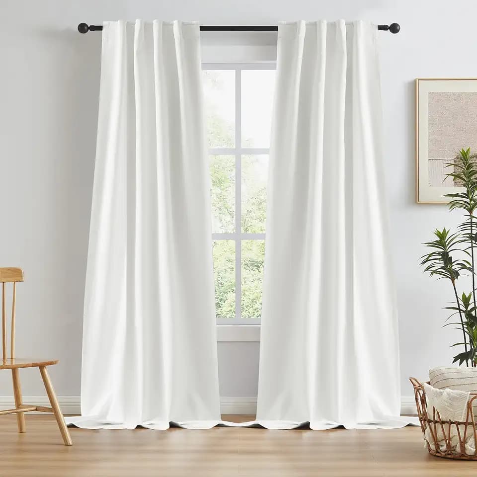 KEQIAOSUOCAI Natural Blackout Curtains 120 Inch Length 10 FT 2 Panels, Boho Farmhouse Window Curtain Drapes for Living Room Rod Pocket/Back Tab/Hook Belt 34 by 120-inch