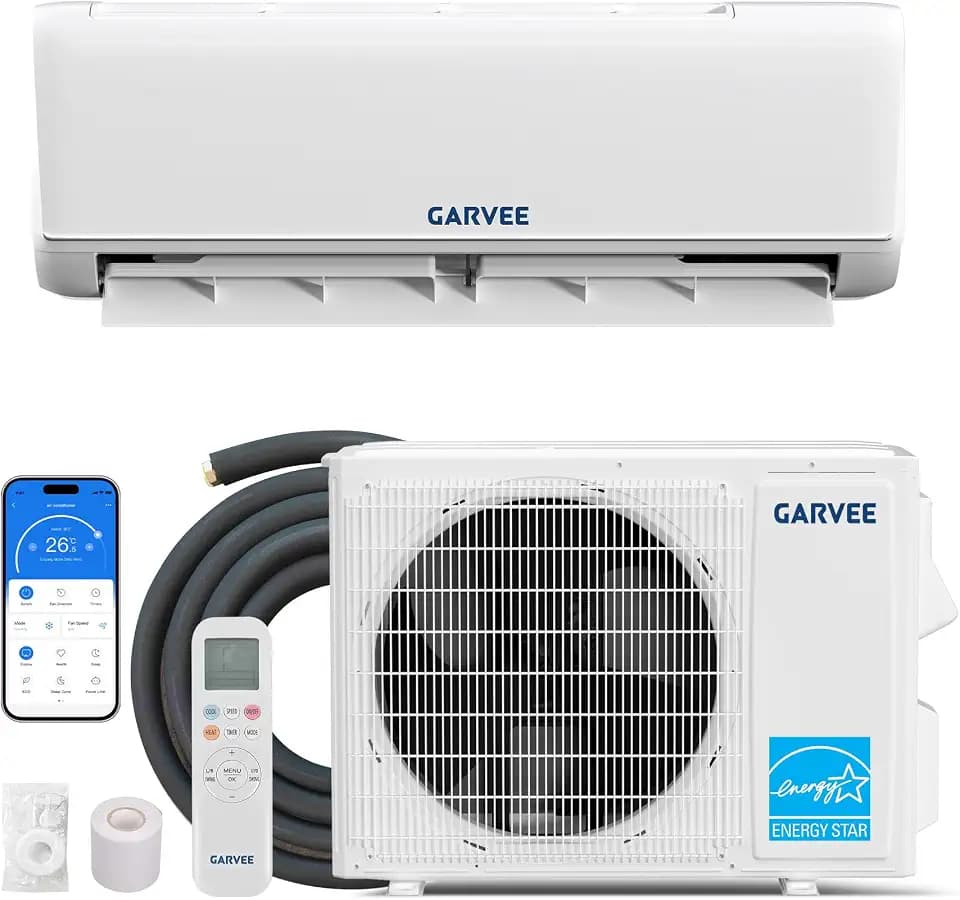 Garvee18000 BTU 21 SEER2 Ductless Mini Split AC & Heat Pump, WiFi Control, Compatible with Alexa, 230V Energy Efficient Inverter System, Cools Up to 1000 Sq.ft