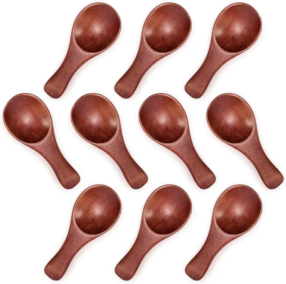 HANSGO 10PCS Small Wooden Spoons, 3.25 Inch Wooden Teaspoons, Cute Little Spoons for Spices, Bath Salt, Grains, Sugar, Coffee, Powder, Dessert, Loose-leaf Tea, Best Gifts, Sturdy & Lightweight