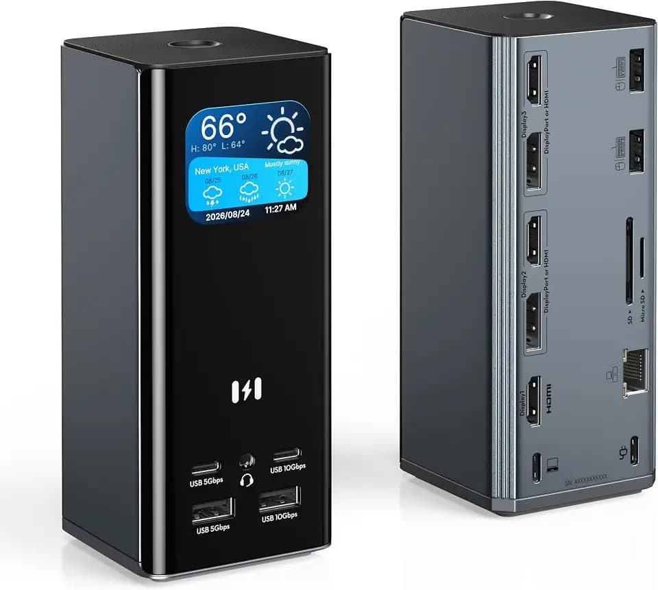 USB-C-Dock für 3 Bildschirme, 17 in 1, Dockingstation, dreifache Anzeige, 4 K @ 60 Hz