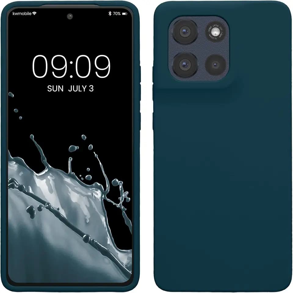 kwmobile Handyhülle für Motorola Moto G86 5G Hülle - Case Silikon - Kabelloses Laden - Schutzhülle Cover in Petrol matt